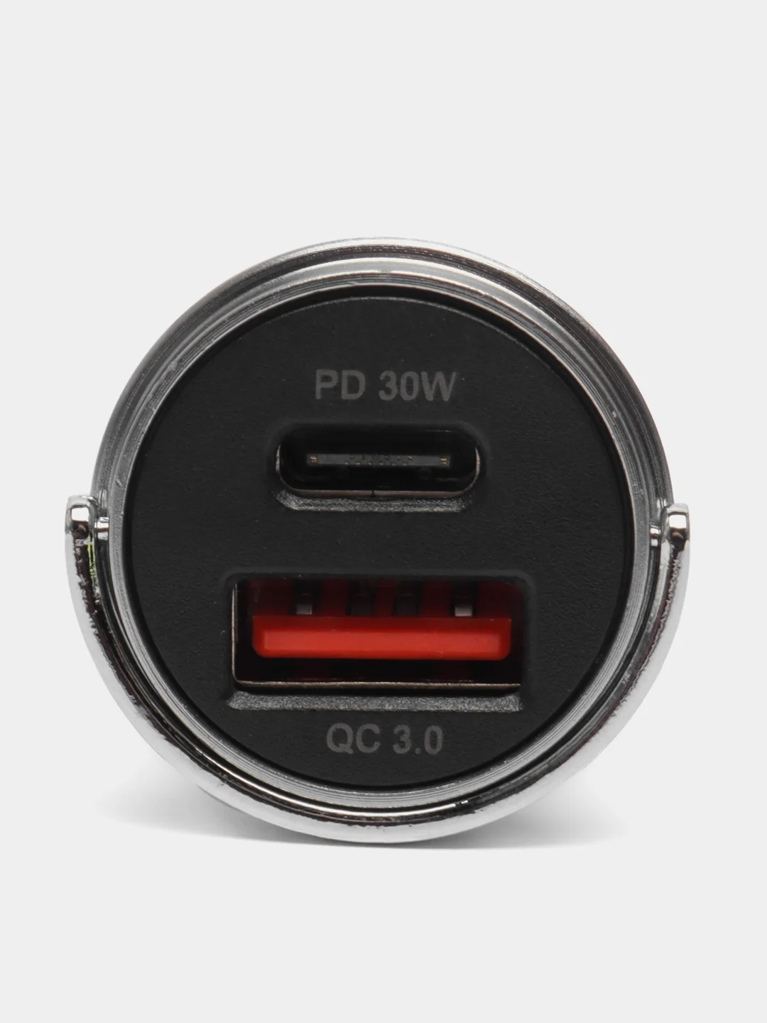 Серый автомобильное зарядное устройство USB, Type-C, 3.1 А, в прикуриватель, быстрая зарядка