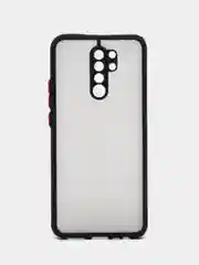 Угольный чехол Xiaomi Redmi 9 (Сяоми Редми 9) пластиковый матовый с цветными кнопками