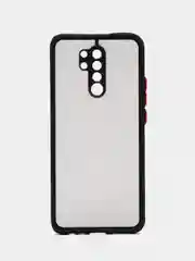 Угольный чехол Xiaomi Redmi 9 (Сяоми Редми 9) пластиковый матовый с цветными кнопками