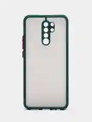 Тёмно-зелёный чехол Xiaomi Redmi 9 (Сяоми Редми 9) пластиковый матовый с цветными кнопками