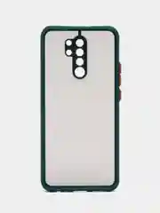 Тёмно-зелёный чехол Xiaomi Redmi 9 (Сяоми Редми 9) пластиковый матовый с цветными кнопками