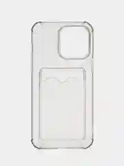 Тёмно-серый чехол iPhone 11 Pro 14 Max 13 12 Xr Xs 6 7 8 Plus Se 2020 с карманом для карт, прозрачный