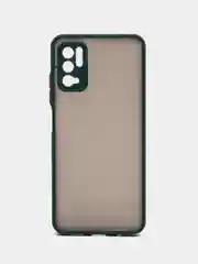 Тёмно-зелёный чехол Xiaomi Poco M3 Pro, Redmi Note 10T, пластиковый, матовый, с цветными кнопками