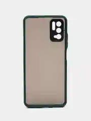 Тёмно-зелёный чехол Xiaomi Poco M3 Pro, Redmi Note 10T, пластиковый, матовый, с цветными кнопками