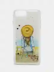 Желтый силиконовый чехол с жидкими блестками для iPhone 7P/8P