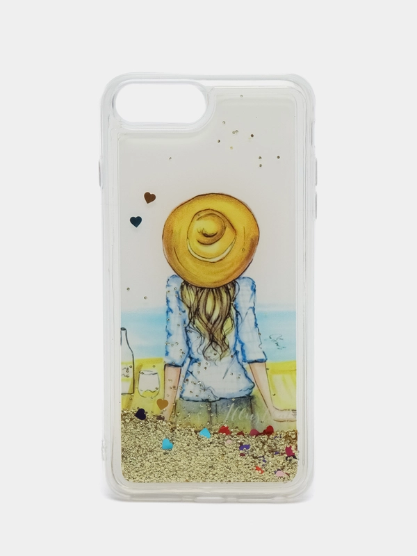 Силиконовый чехол с жидкими блестками для iPhone 7P/8P