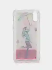 Розовый силиконовый чехол с жидкими блестками для iPhone X/Xs