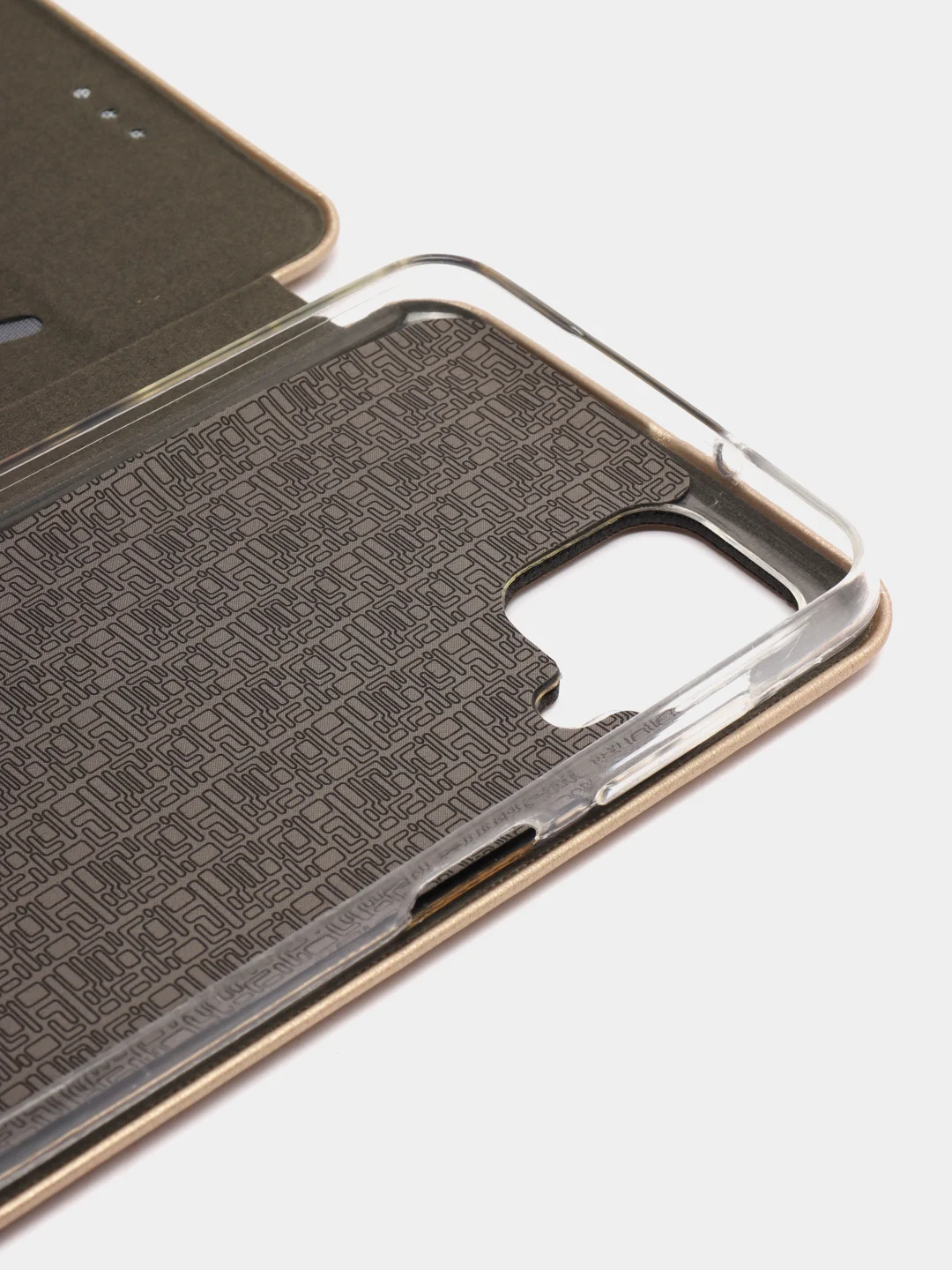 Золотой чехол книжка для Samsung Galaxy A 12 / Samsung Galaxy A12 (Самсунг Гэлакси А 12), экокожа