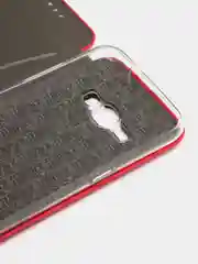 Красный чехол-книжка для Samsung Galaxy J1 (2016), Самсунг J1, экокожа