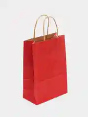 Бордовый крафт пакет с ручкой, бумажный, однотонный, 21,5 х 15 х 8 см