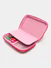Розовый пенал школьный, с канцелярией, Blue Pink Hearts, 25 предметов