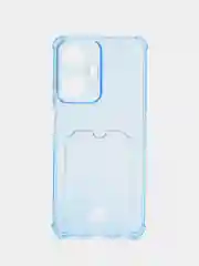 Голубой чехол для Realme C55 / Реалми С55, прозрачный, с карманом для карты