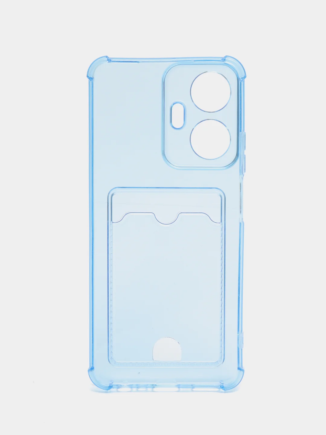 Голубой чехол для Realme C55 / Реалми С55, прозрачный, с карманом для карты