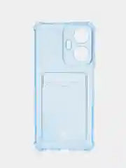 Голубой чехол для Realme C55 / Реалми С55, прозрачный, с карманом для карты