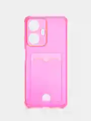 Фуксия чехол для Realme C55 / Реалми С55, прозрачный, с карманом для карты