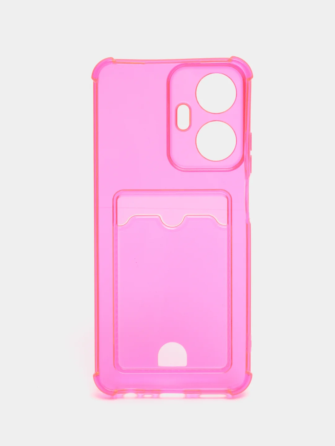 Фуксия чехол для Realme C55 / Реалми С55, прозрачный, с карманом для карты