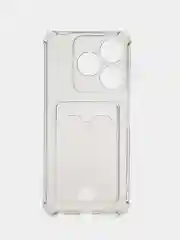 Черный чехол противоударный Tecno Spark 10 / 10C, Спарк 10 / 10С прозрачный, с карманом для карты