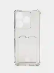 Черный чехол противоударный Tecno Spark 10 / 10C, Спарк 10 / 10С прозрачный, с карманом для карты
