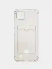 Черный чехол противоударный Realme C11 2021, C20, прозрачный с карманом для карты
