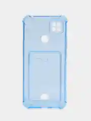Голубой чехол для Xiaomi Redmi 9C, Redmi 9C NFC, Redmi 10A, прозрачный, с карманом для карты