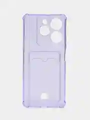 Лавандовый чехол противоударный Tecno Spark 10 Pro, Спарк 10 Про, прозрачный, с карманом для карты