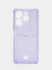 Лавандовый чехол противоударный Tecno Spark 10 Pro, Спарк 10 Про, прозрачный, с карманом для карты