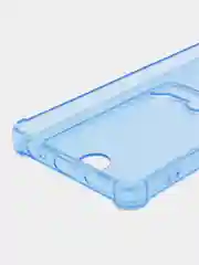 Голубой чехол противоударный Tecno Spark 10 Pro, Спарк 10 Про, прозрачный, с карманом для карты