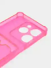 Фуксия чехол противоударный Tecno Spark 10 Pro, Спарк 10 Про, прозрачный, с карманом для карты