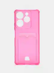 Фуксия чехол противоударный Tecno Spark 10 Pro, Спарк 10 Про, прозрачный, с карманом для карты