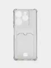 Черный чехол противоударный Tecno Spark 10 Pro, Спарк 10 Про, прозрачный, с карманом для карты