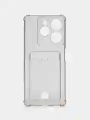 Фуксия чехол противоударный Tecno Spark 10 Pro, Спарк 10 Про, прозрачный, с карманом для карты