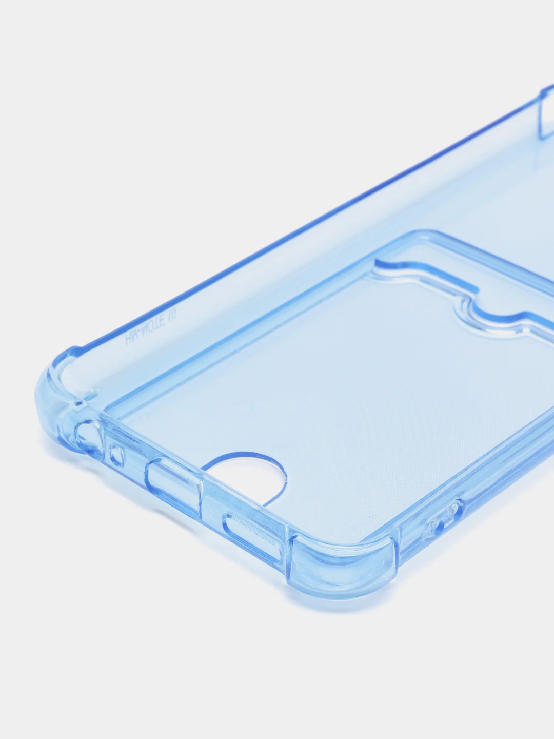 Голубой чехол для Xiaomi Redmi Note 10 / Redmi Note 10S / Poco M5s прозрачный с карманом для карты