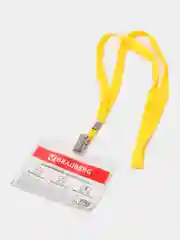 Желтый бейдж горизонтальный на шнурке