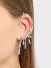 Серебряный серьга-каффа на ухо, без прокола