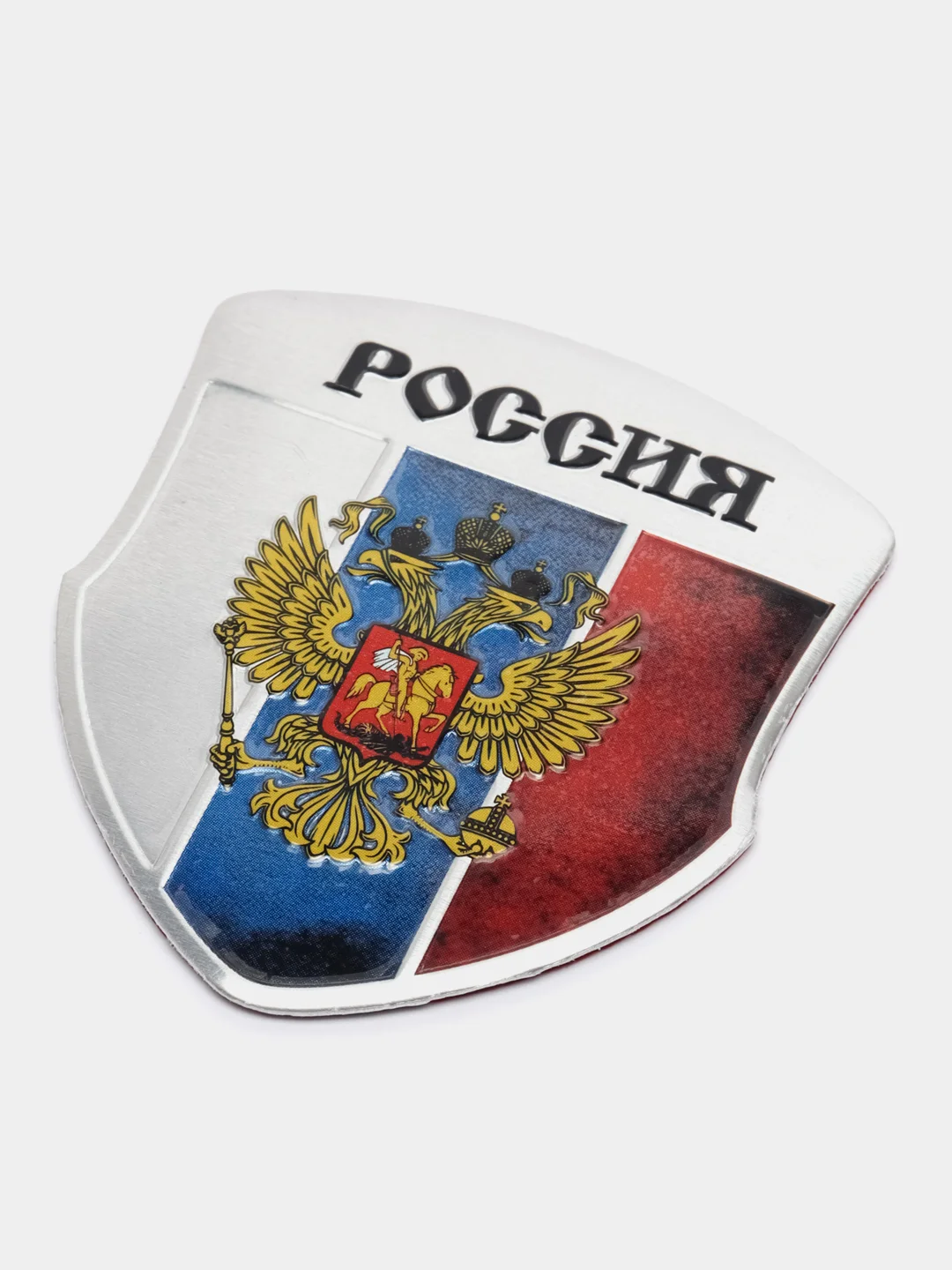 Шильдик наклейка триколор Россия геральдический щит, 55 х 50