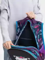Школьный рюкзак для девочки, фиолетовый с кошкой 38 х 26 х 20, ранец ортопедический