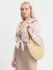 Бежевый меланж соломенная сумка