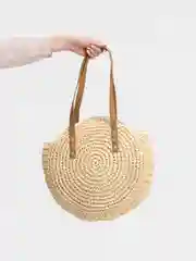 Бежевый меланж соломенная сумка