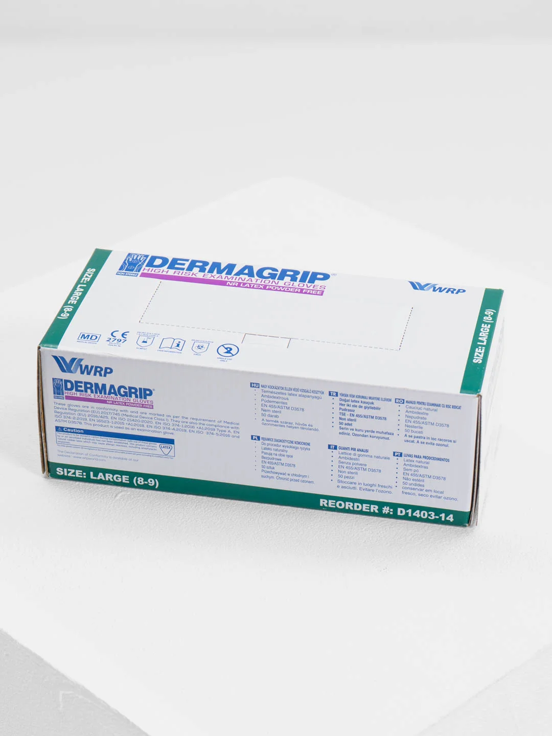 Перчатки медицинские одноразовые латексные, смотровые, 25 пар, Dermagrip High Risk, 630072