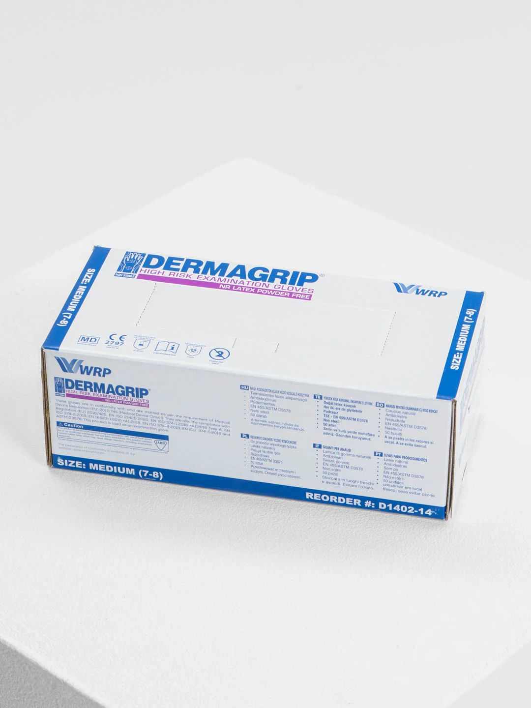 Перчатки медицинские одноразовые латексные смотровые, 25 пар, Dermagrip High Risk, 630071
