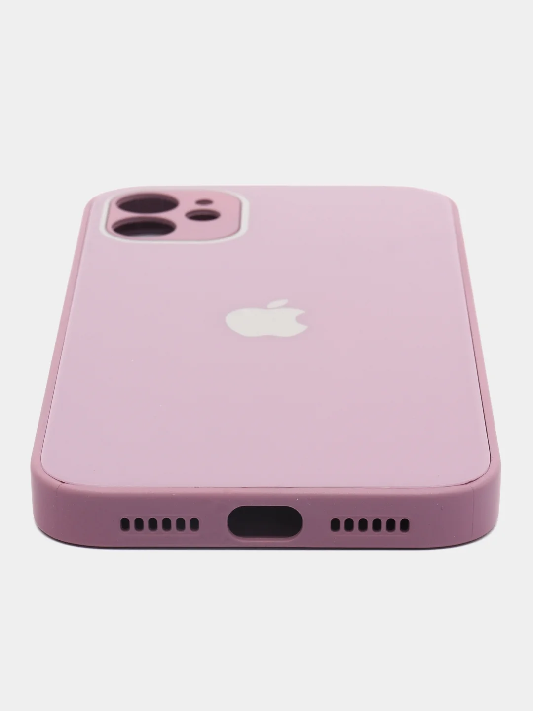 Сиреневый чехол для iPhone, силиконовый, со стеклянной панелью