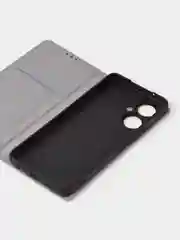 Тёмно-серый чехол-книжка для Tecno Camon 19 / Tecno Camon 19 Pro из нубука Super Creative