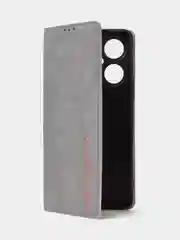 Тёмно-серый чехол-книжка для Tecno Camon 19 / Tecno Camon 19 Pro из нубука Super Creative