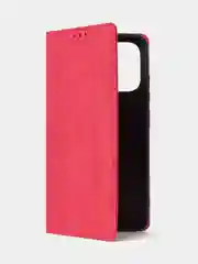 Красный чехол-книжка для Redmi 12C / Poco C55 из нубука Super Creative