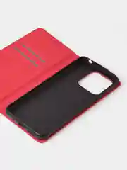 Красный чехол-книжка для Redmi 12C / Poco C55 из нубука Super Creative