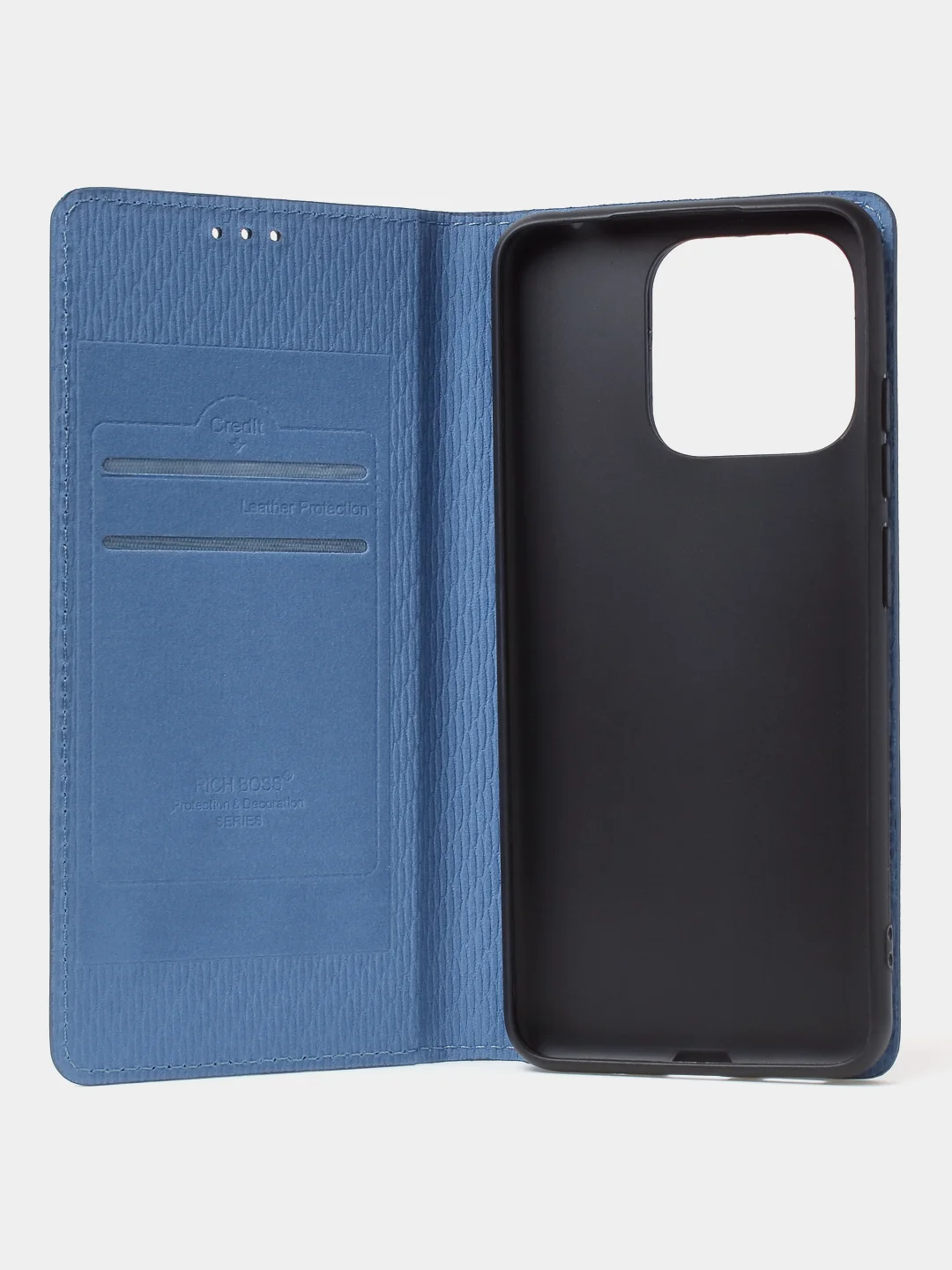 Синий чехол-книжка для Redmi 12C / Poco C55 из нубука Super Creative