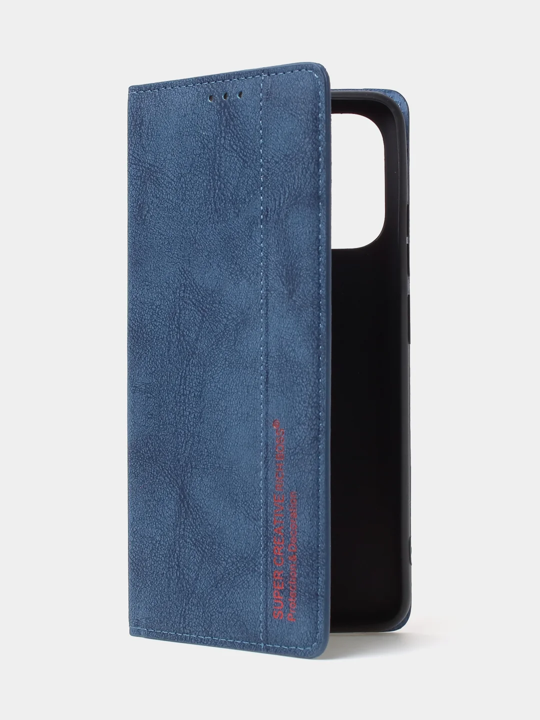 Синий чехол-книжка для Redmi 12C / Poco C55 из нубука Super Creative