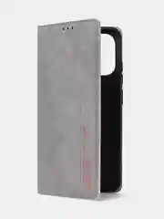 Тёмно-серый чехол-книжка для Redmi 12C / Poco C55 из нубука Super Creative
