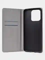 Тёмно-серый чехол-книжка для Redmi 12C / Poco C55 из нубука Super Creative