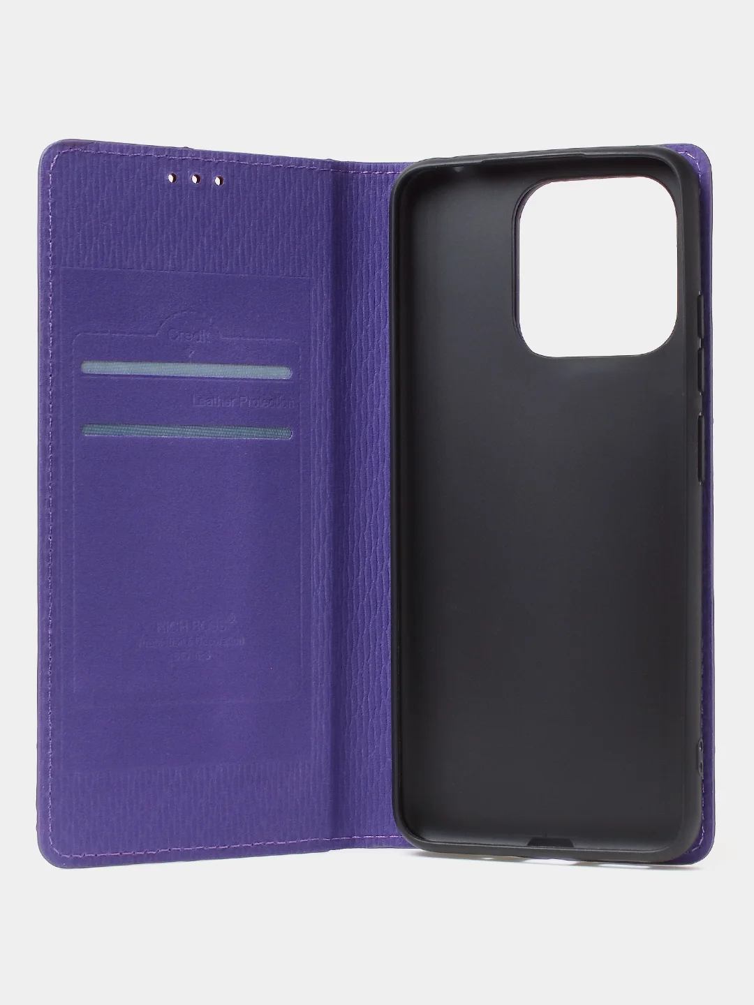 Фиолетовый чехол-книжка для Redmi 12C / Poco C55 из нубука Super Creative
